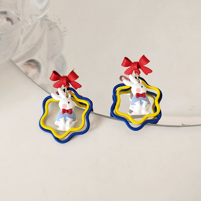 Wholesale Earring Alloy Cute Bow Bunny JDC-ES-BLD005