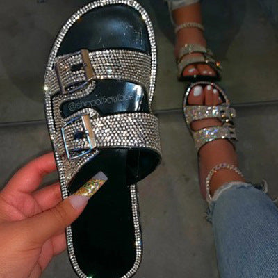 Wholesale summer soft bottom rhinestone jelly beach sandals for women JDC-SD-Qianh009