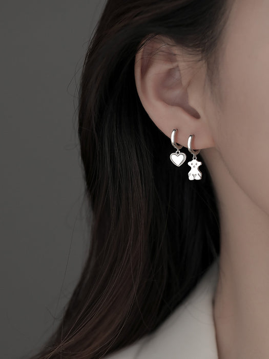 Wholesale Earrings Silver Bear Heart Earrings JDC-ES-Congz043