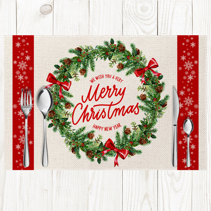 Wholesale Place Mat Linen Christmas Stain Resistant Sturdy Dining Table Mat MOQ≥2 JDC-PS-MuX003