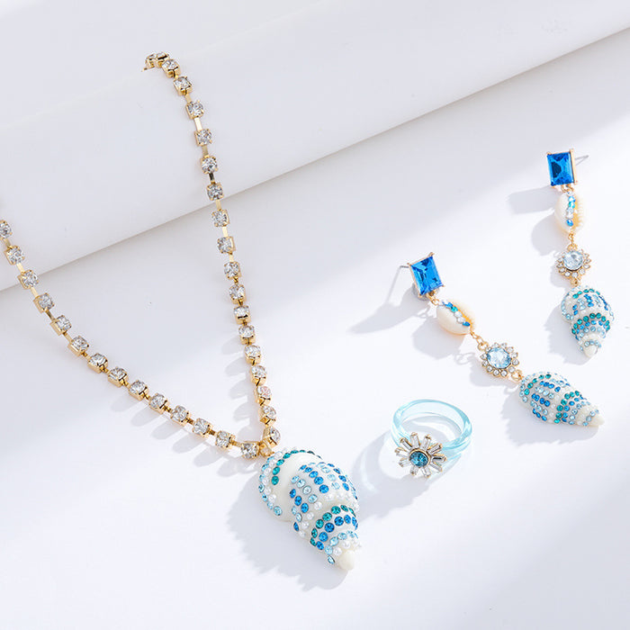 Wholesale the blue coast series resin conch inlaid necklace JDC-NE-KenJ001