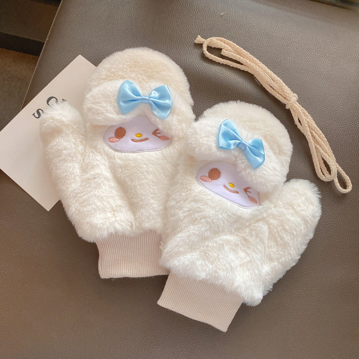 Wholesale Gloves Polyester Plus Velvet Cute Cartoon Bow Bunny MOQ≥2 JDC-GS-JingZ007