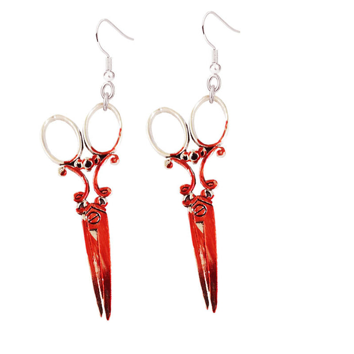 Wholesale Earring Alloy Halloween Horror Scissors Axe Knife MOQ≥2 JDC-ES-XiangE001