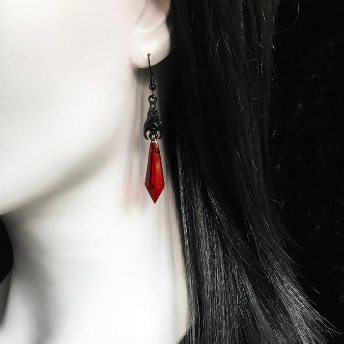 Wholesale Earrings Alloy Red Black Gemstone Pendant JDC-ES-AnM001