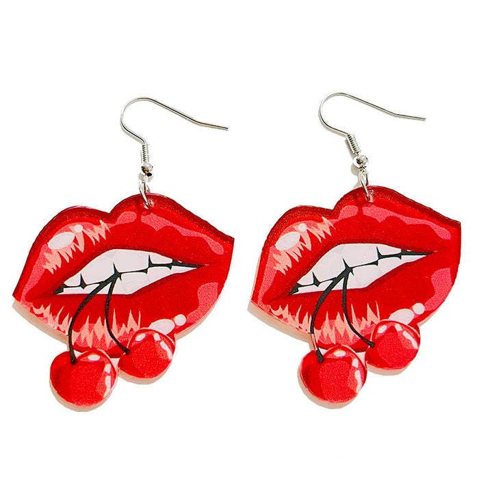Wholesale Earrings Acrylic Fun Lips Red Wine Bottle High Heels 2 Pairs JDC-ES-HeYi086