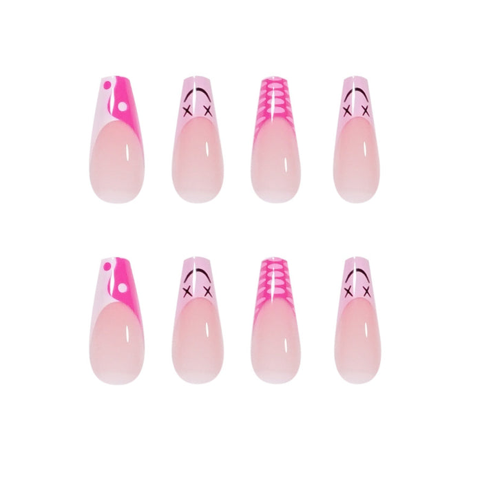 Wholesale French Manicure Patch Pink Cow Wearing Nail JDC-NS-LFan012