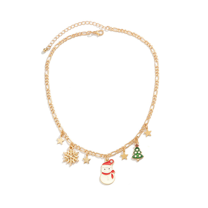 Wholesale Necklaces Alloy Drip Oil Christmas Tree Snowman JDC-NE-KunJ172