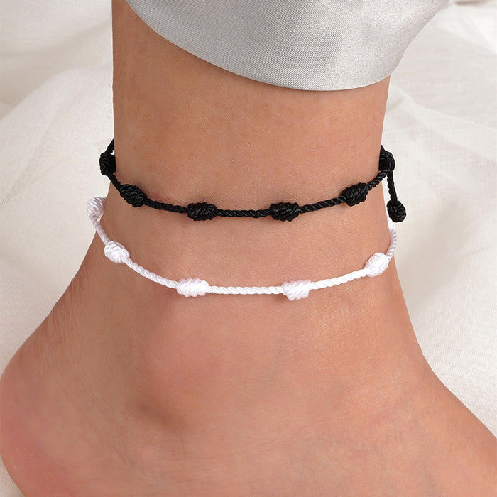 Wholesale Hand Woven Black Thread Anklet MOQ≥2 JDC-AS-FanD001