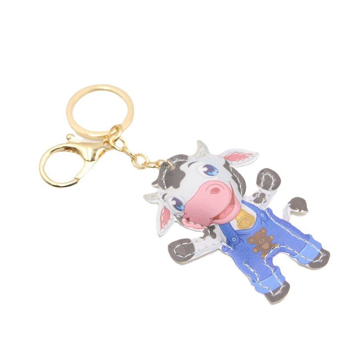 Wholesale Keychains PU Leather Punk Cow Animal Cartoon JDC-KC-Zuge077