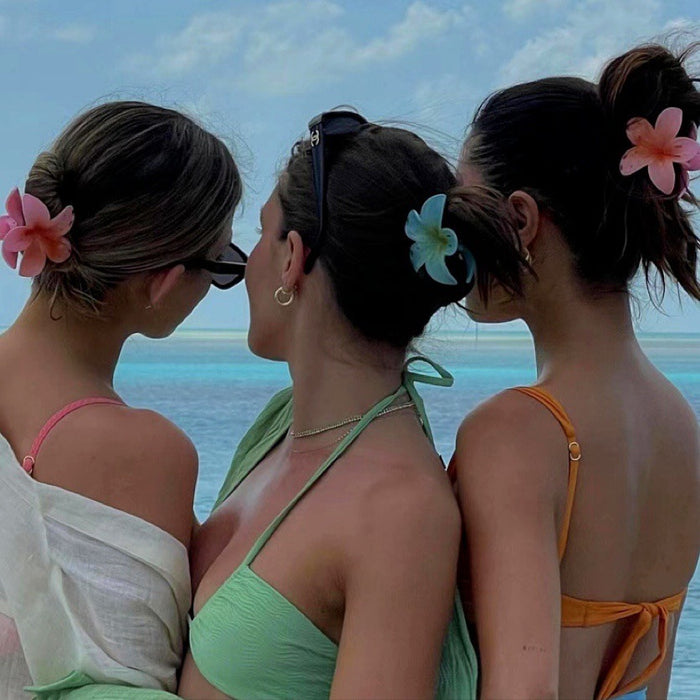 Clips de cabello al por mayor Resin Beach Vacaciones Frangipani Flower Styling JDC-HC-Weiyi002