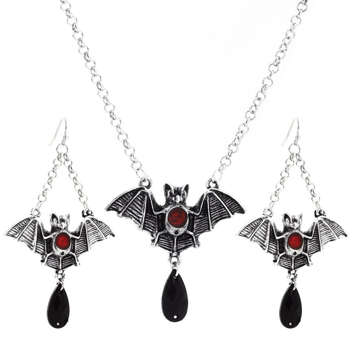 Wholesale Necklace Alloy Drop Bat Earrings Cross Necklace Set JDC-NE-KAN002
