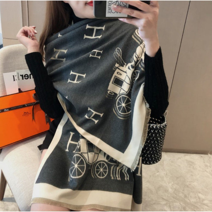 Wholesale Scarf Imitation Cashmere Double Sided Warm Thickened Shawl JDC-SF-Chand017