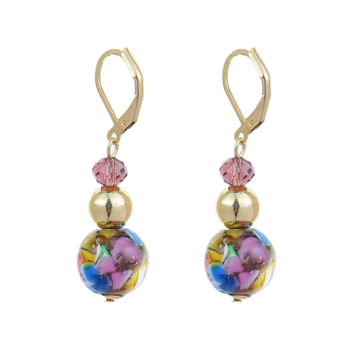 Wholesale Earrings Glass Beads Print Earrings JDC-ES-Yuhong020