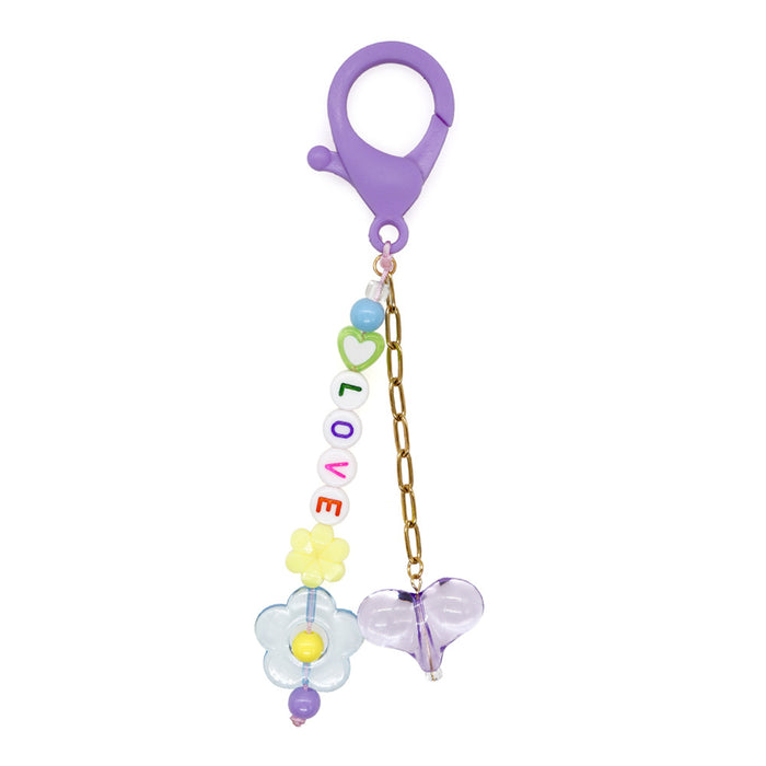 Boho Flower Love Love Rice Beads Acrylique Keychain JDC-KC-YUXZ030