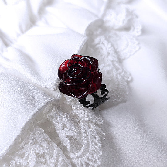 Wholesale Ring Alloy Red Rose Flower Adjustable JDC-RS-AnM001