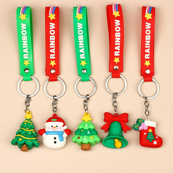 Wholesale Keychains PVC Christmas Gifts Cartoon Santa Claus MOQ≥2 JDC-KC-HongA001