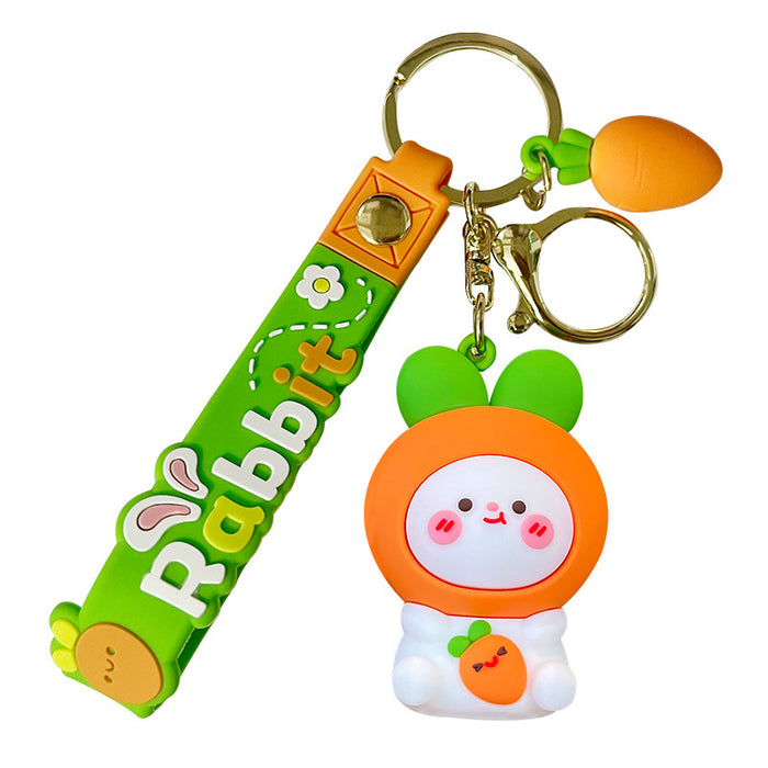 Wholesale Cartoon Soft Rubber Carrot Rabbit Keychain JDC-KC-GSXM089