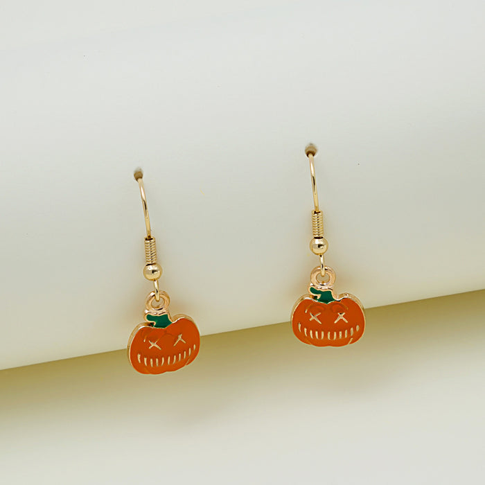 Wholesale earrings alloy halloween pumpkin head drip oil JDC-ES-MDD041