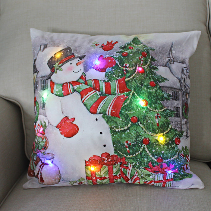 Wholesale Pillowcase Christmas Glowing Pillow LED Lights Short Plush MOQ≥2 JDC-PW-Yifan001
