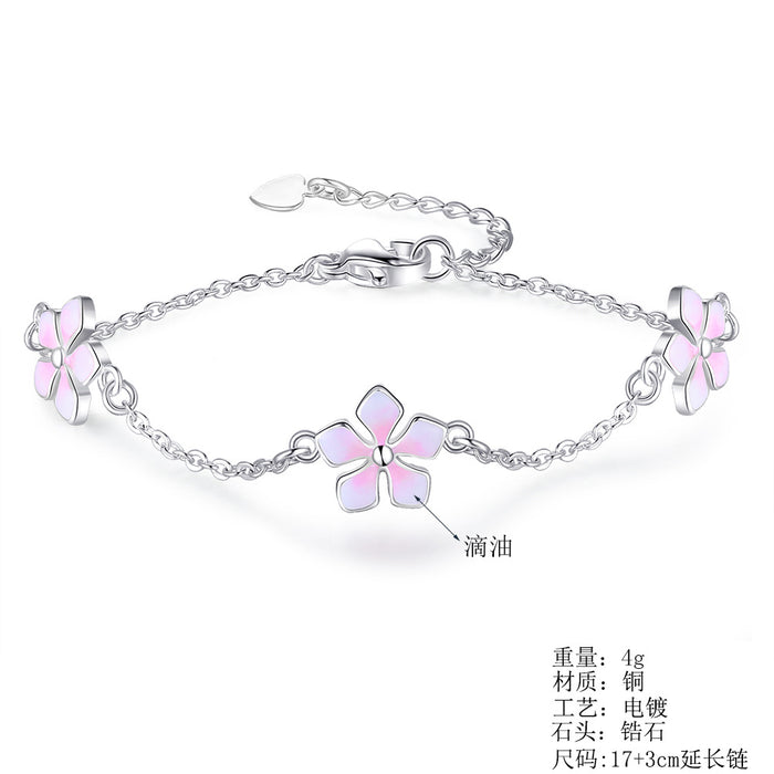 Wholesale Bracelet Copper Pink Flower Bracelet JDC-BT-DiL019