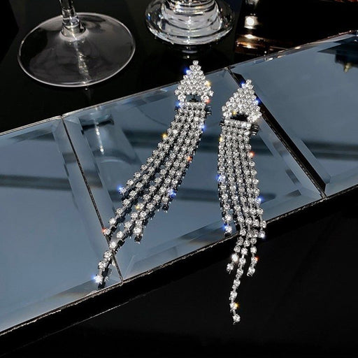 Jewelry WholesaleWholesale long diamond-encrusted tassel earrings JDC-ES-Sideng025 Earrings 思登 %variant_option1% %variant_option2% %variant_option3%  Factory Price JoyasDeChina Joyas De China