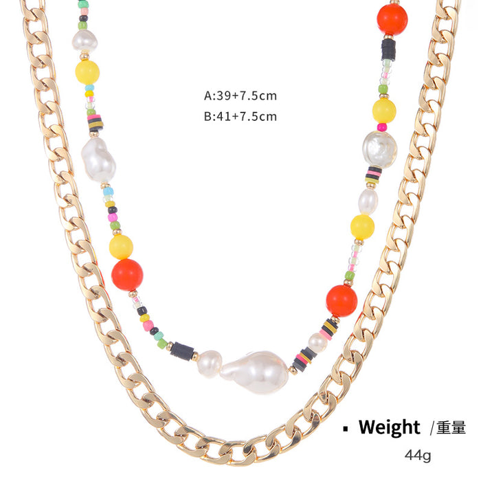 Wholesale Necklace Bead Stock Bar with Pearl Beads Necklace Bracelet Jewelry Set JDC-NE-Kenjie004