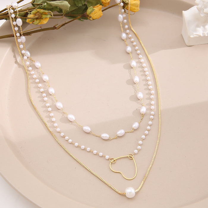 Wholesale pearl pendant necklace multi-layered clavicle chain JDC-NE-F068