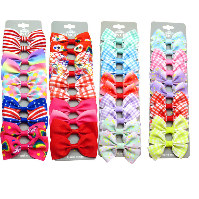 Wholesale 10pcs/card Children's Plaid Bow Hair Clips Individually Packed JDC-HC-Junm004