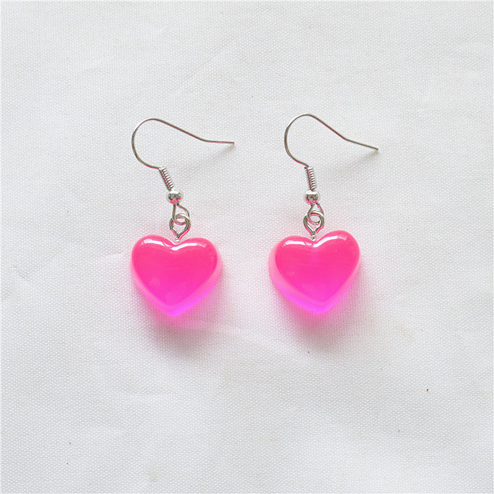 Wholesale Earrings Resin Cute Candy Color Hearts JDC-ES-Xienuo027