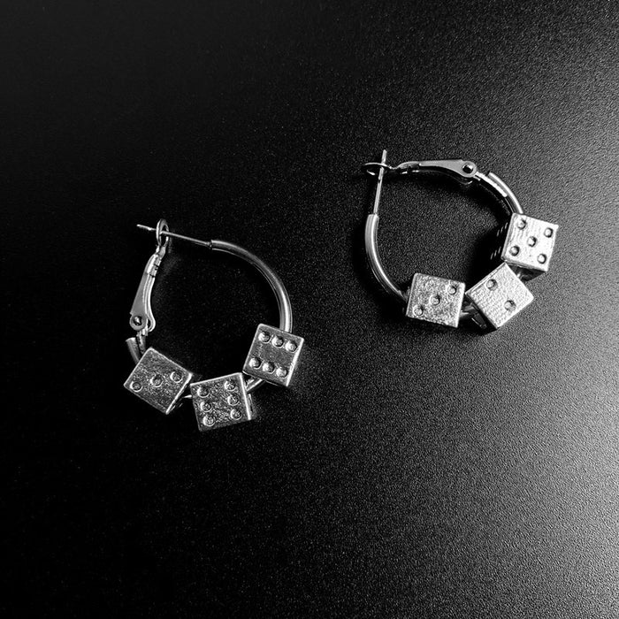 Wholesale Earring Alloy Punk Style Street Dice Stainless Steel Earring MOQ≥2 JDC-ES-MAON001