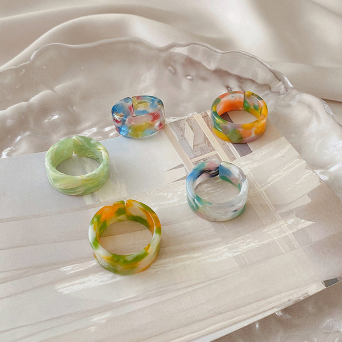 Wholesale Candy Color Acrylic Acetate Sheet Adjustable Ring Set JDC-RS-YinH004