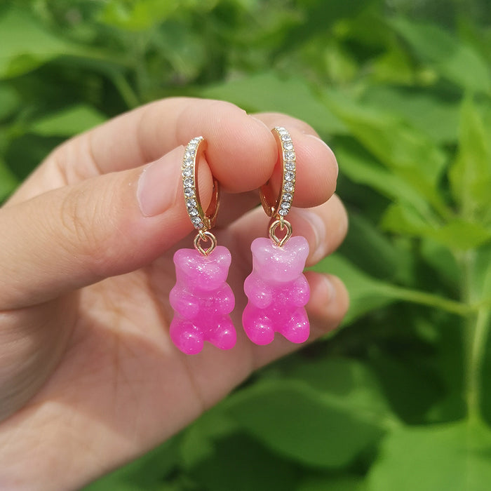Wholesale Earring Copper Resin Gradient Bear Candy Earring MOQ≥2 JDC-ES-Yida025