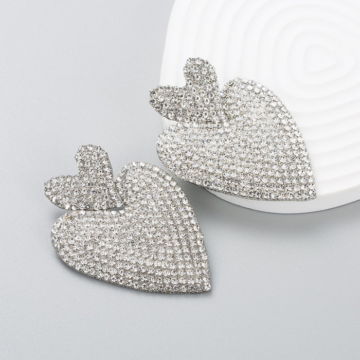 Boucles d'oreilles de coeur diamant complet exagérées en gros jdc-es-heim011