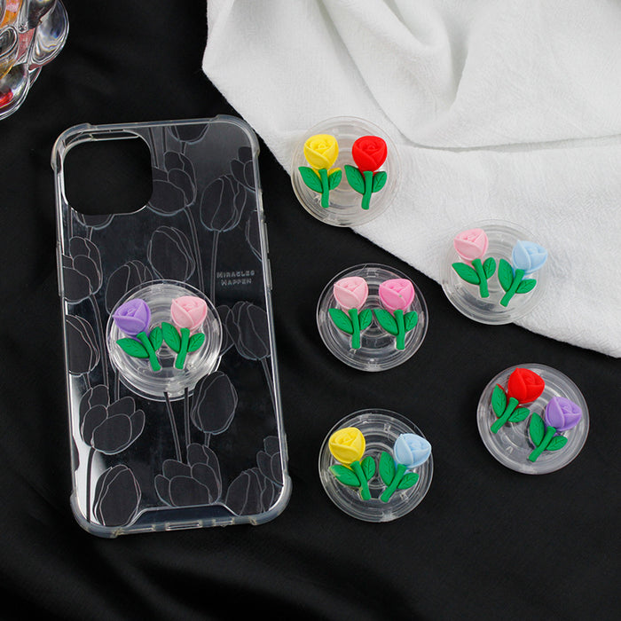 Wholesale Grips Mobile Phone Holder Plastic Flower Phone Holder Folding Random MOQ≥2 JDC-PS-Yuanz003