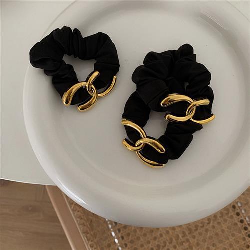 Wholesale Hair Scrunchies Fabric Simple Fashion Vintage Gold MOQ≥2 JDC-HS-Tingy019