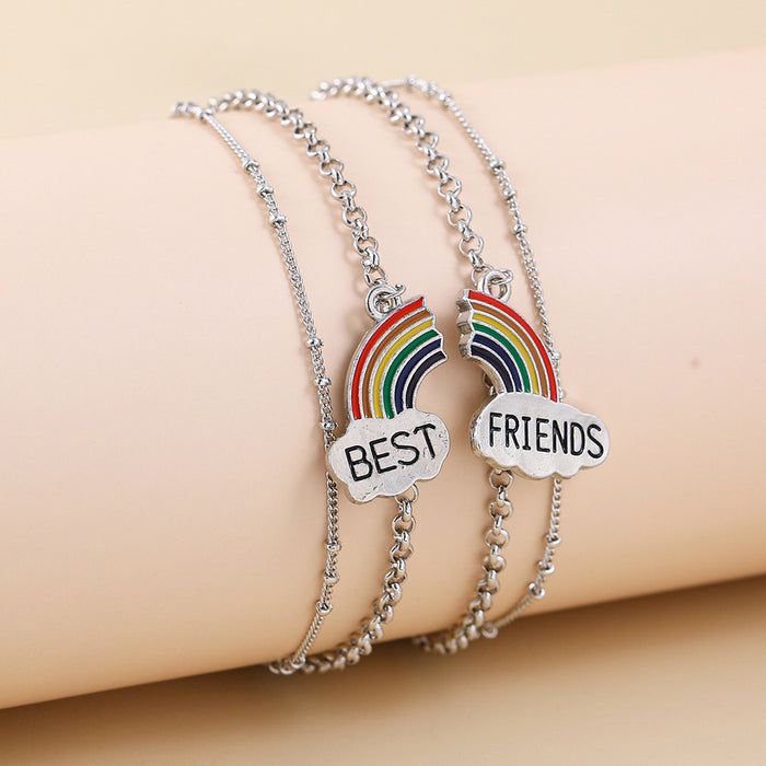 Wholesale personality good friend rainbow anklet stitching anklet cartoon jewelry MOQ≥2 JDC-AS-Nlong001