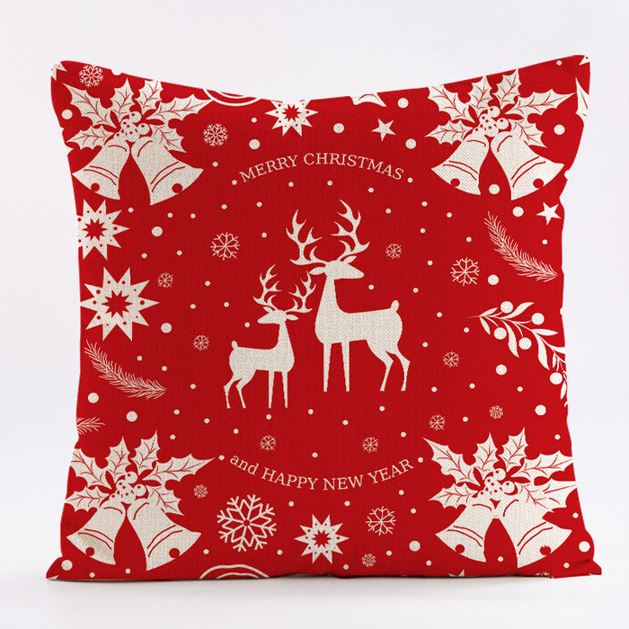 Wholesale Pillowcase Linen Red Christmas Snowflake MOQ≥2 JDC-PW-Dongmao004