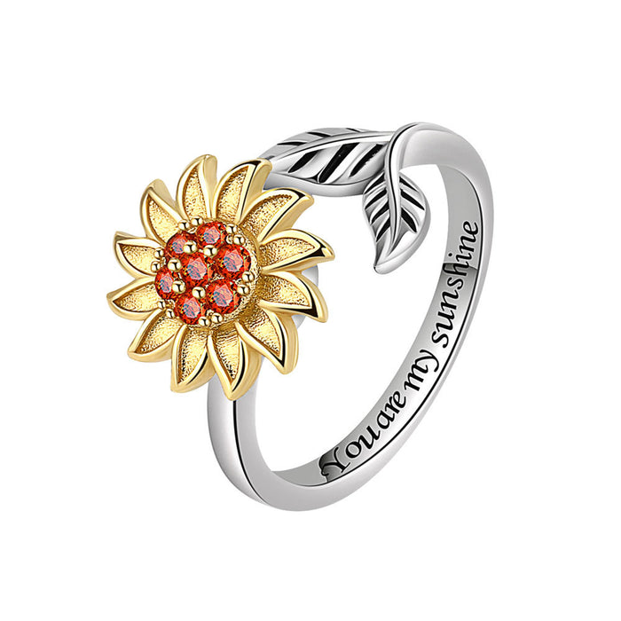 Wholesale Rings Copper Sunflower Rotatable Adjustable JDC-RS-YZM109
