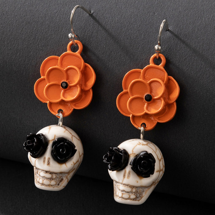 Wholesale earrings alloy skull flowers halloween MQO≥2 JDC-ES-lingg014
