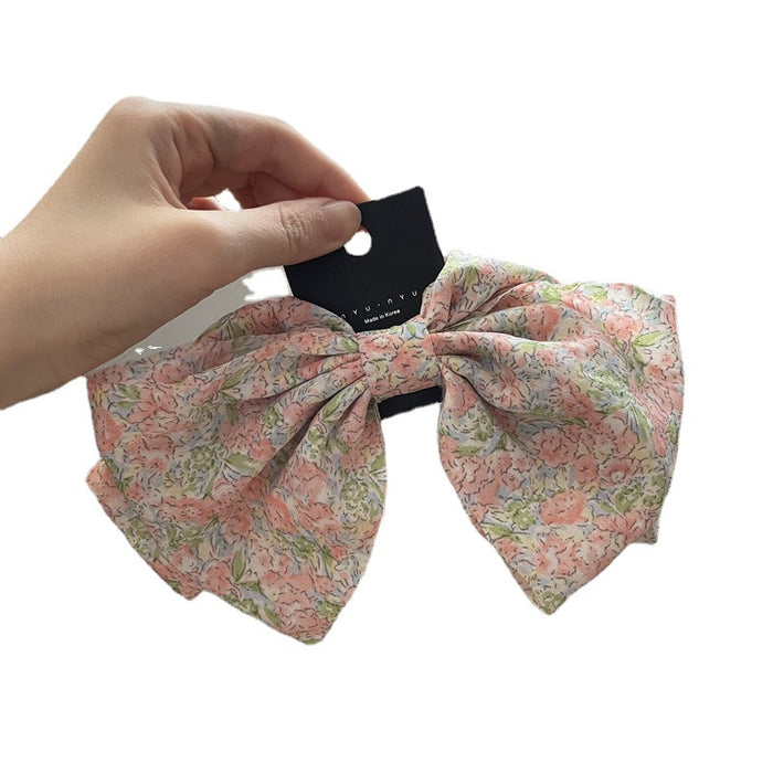 Wholesale hairpin cloth floral double bow spring clip JDC-HC-QZ003