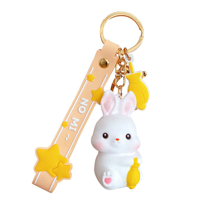 Keychains al por mayor para mochilas genuinas Glutinoso Rice Rabbit Keychain Pending Creative Bunny Pareja Moq≥2 JDC-KC-MSI021