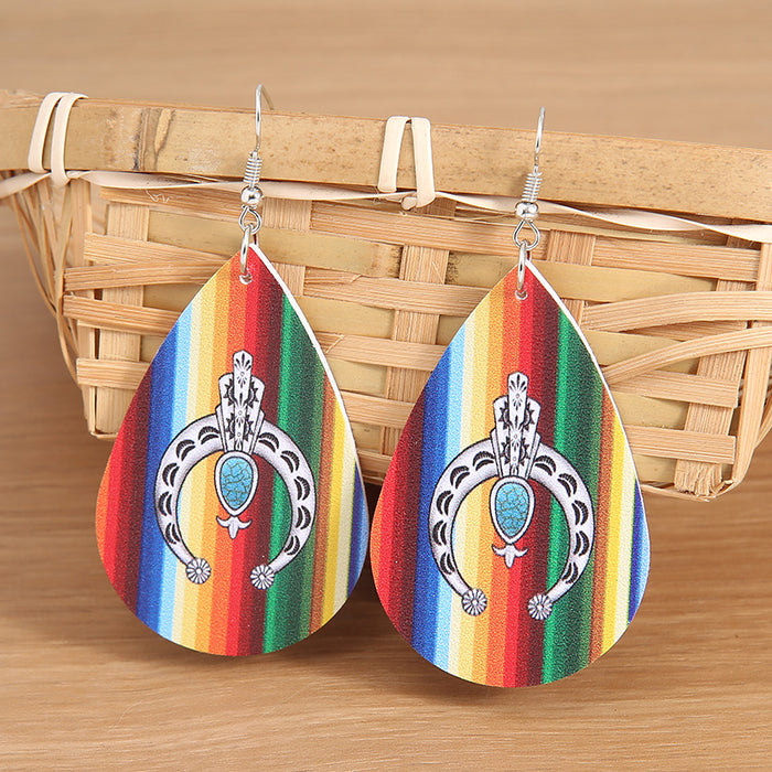 Boucles d'oreilles en cuir Tsundere Rainbow coloré en gros JDC-ES-SAIP052
