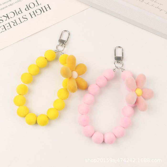 Wholesale Keychain Resin Color Felt Ball Bead Flower Pendant MOQ≥2 JDC-KC-YiHan032