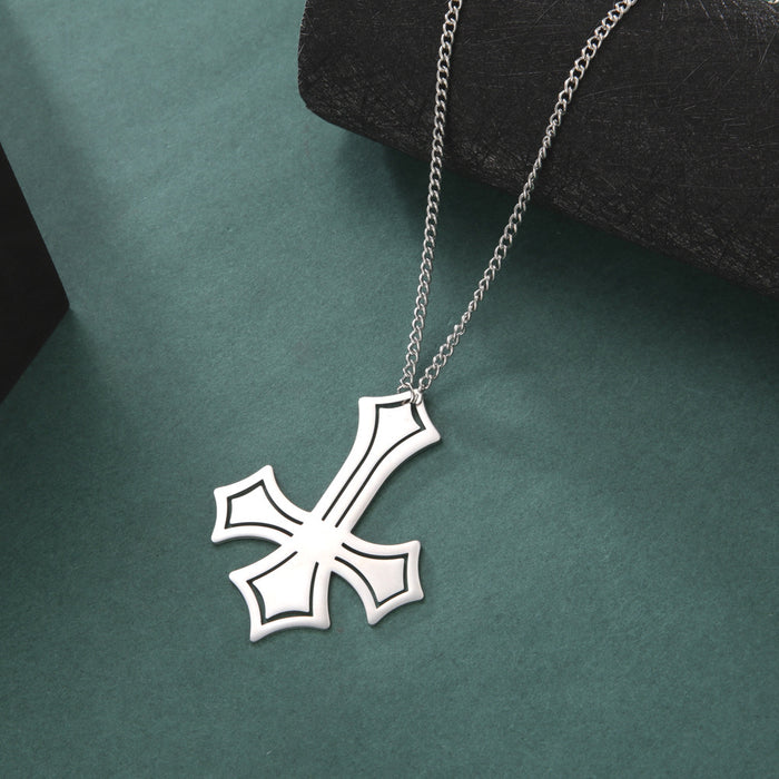 Wholesale Necklace Stainless Steel Diamond Edge Cross Necklace MOQ≥2 JDC-NE-qiju005