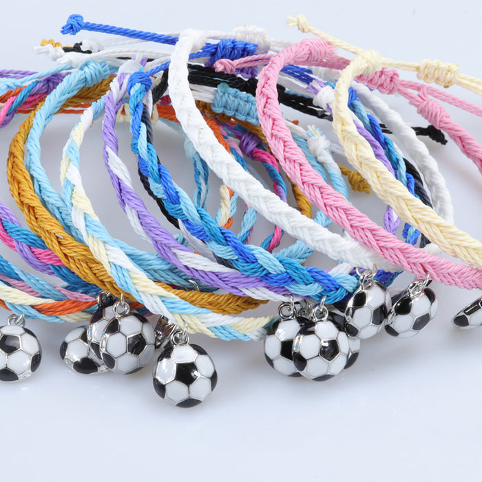 Wholesale Bracelet Alloy Wax Thread Hand Woven Football MOQ≥2 JDC-BT-YIYe037