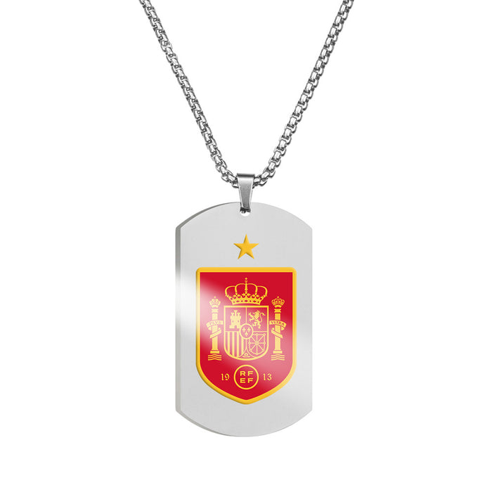 Collar al por mayor de acero inoxidable Copa mundial impresión de color Marca militar MOQ≥2 JDC-Ne-Huanyu006