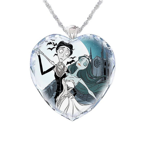 Collar al por mayor Glass Glass Merchandise Heart Heart Jewel Moq≥2 JDC-Ne-Weih006