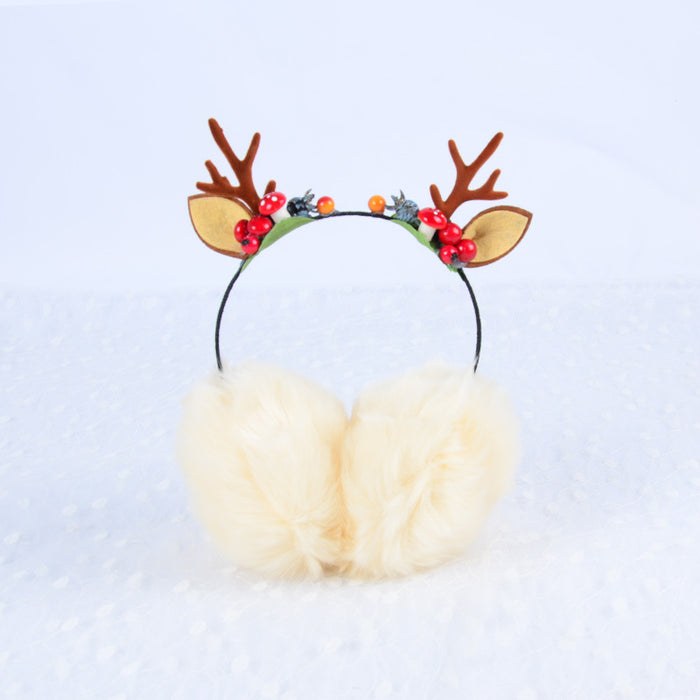 Wholesale Earmuffs Plush Warm Christmas Antler Berry JDC-EF-QingH001