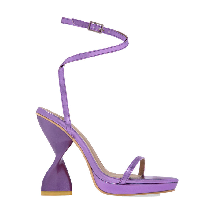Wholesale PU 11cm Gold Green Purple Chunky High Heel Sandals MOQ≥2 JDC-SD-FuLing002