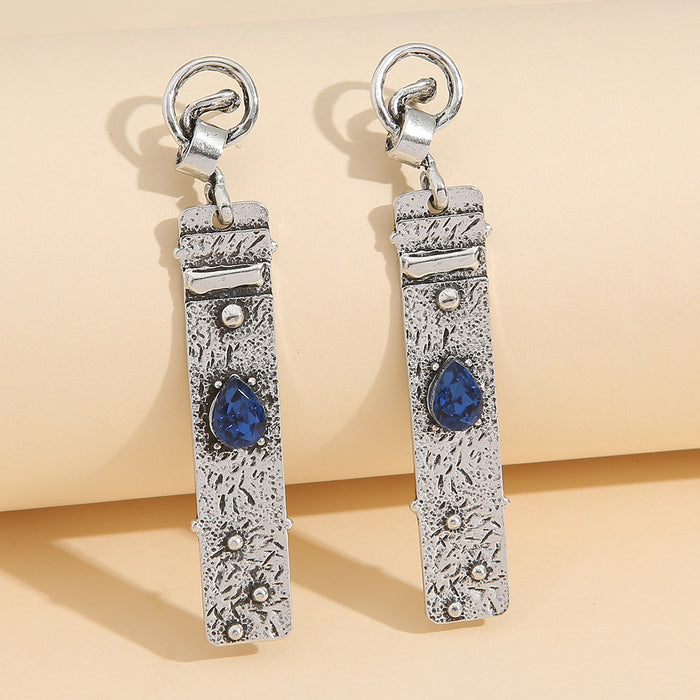 Wholesale Earrings Alloy Vintage Water Drop Sapphire Personality Stud Earrings JDC-ES-Saip062